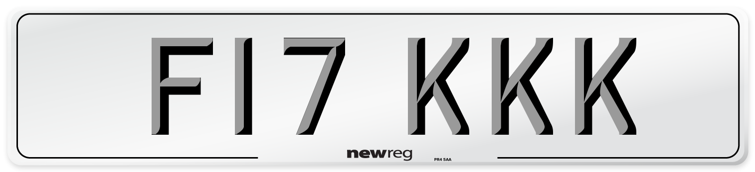 F17 KKK Number Plate from New Reg